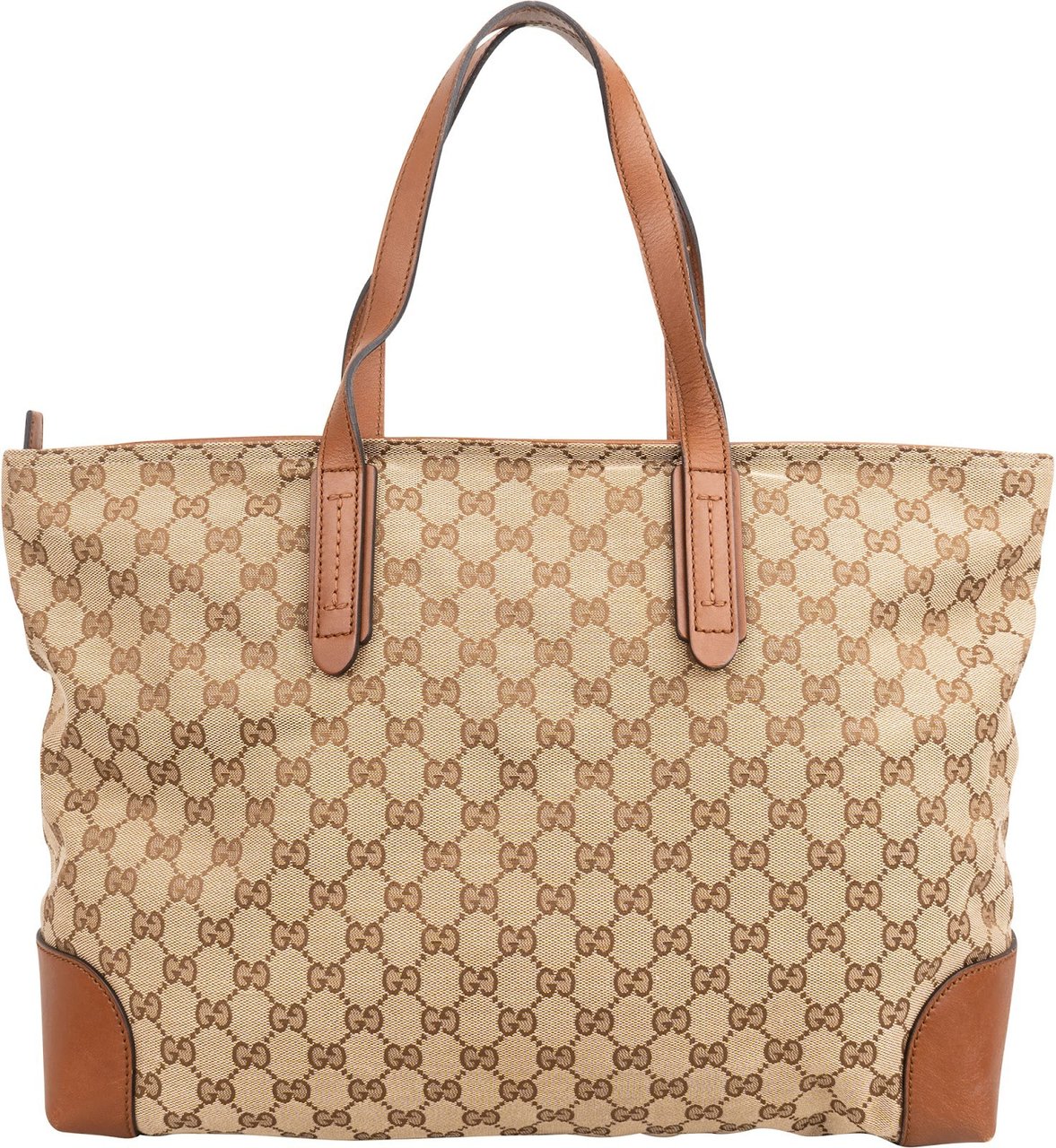 Gucci Monogram GG Canvas Web Detail Sherry Tote Shoulder Bag Beige