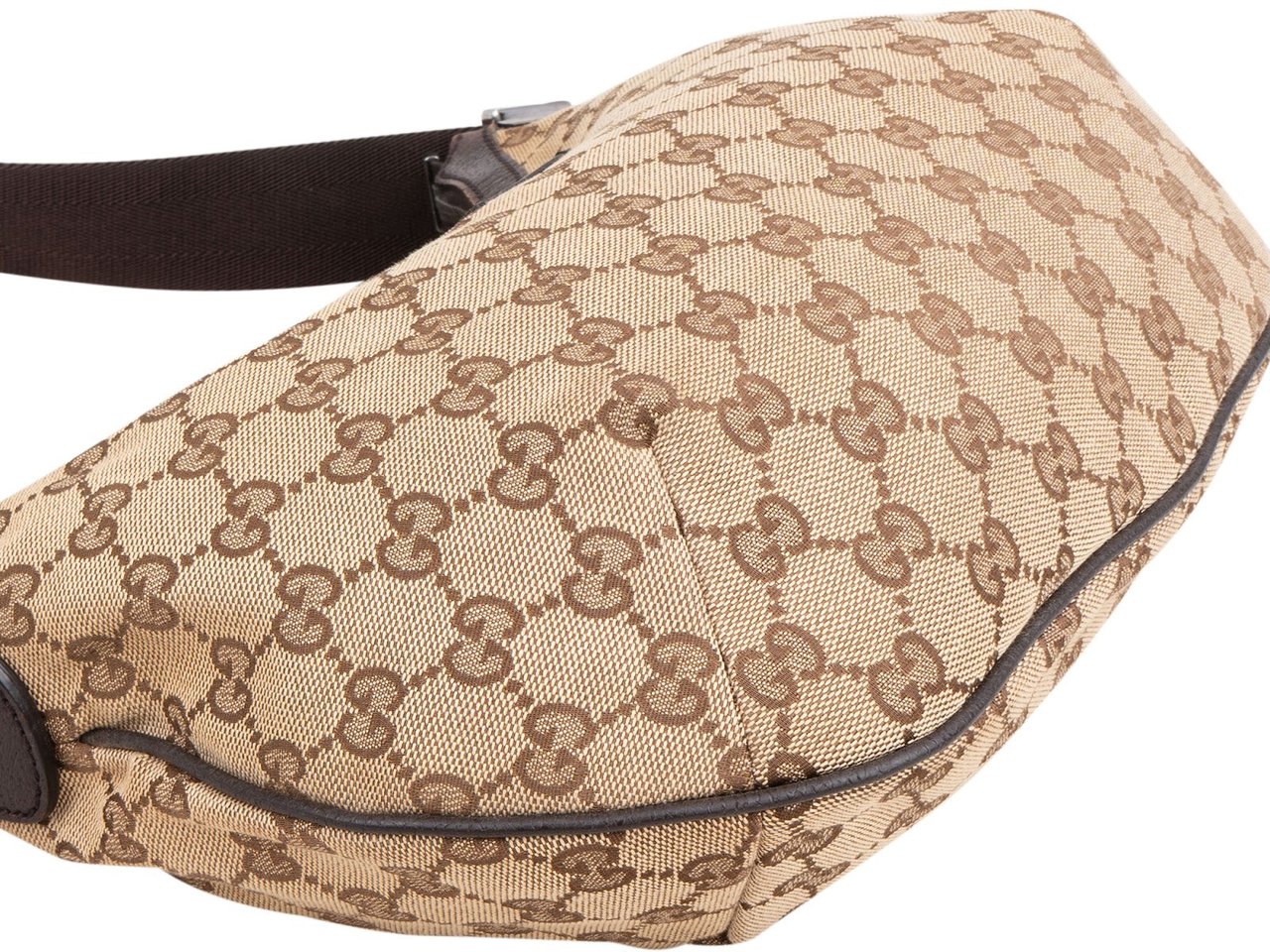 Gucci Monogram GG Canvas Half Moon Messenger Crossbody Bag Beige