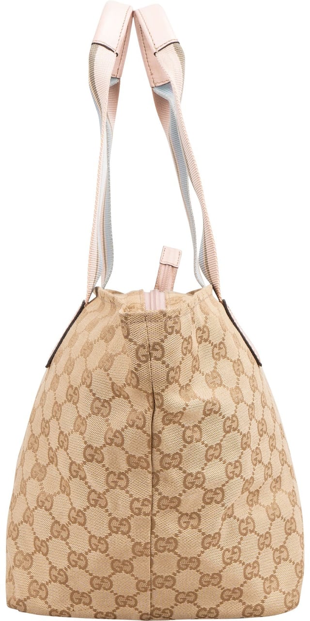 Gucci Monogram GG Canvas Tote Shoulder Bag Beige
