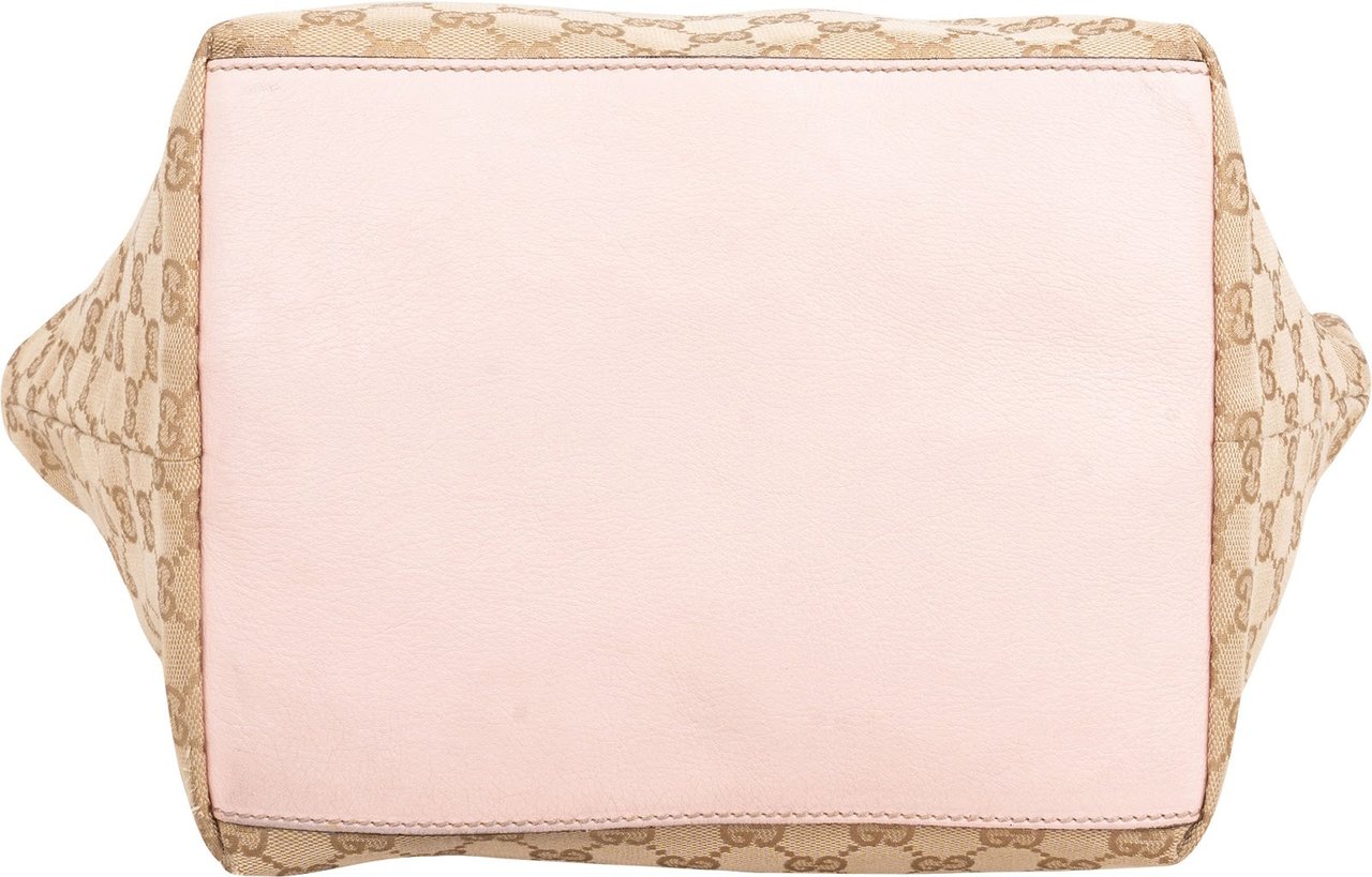 Gucci Monogram GG Canvas Tote Shoulder Bag Beige
