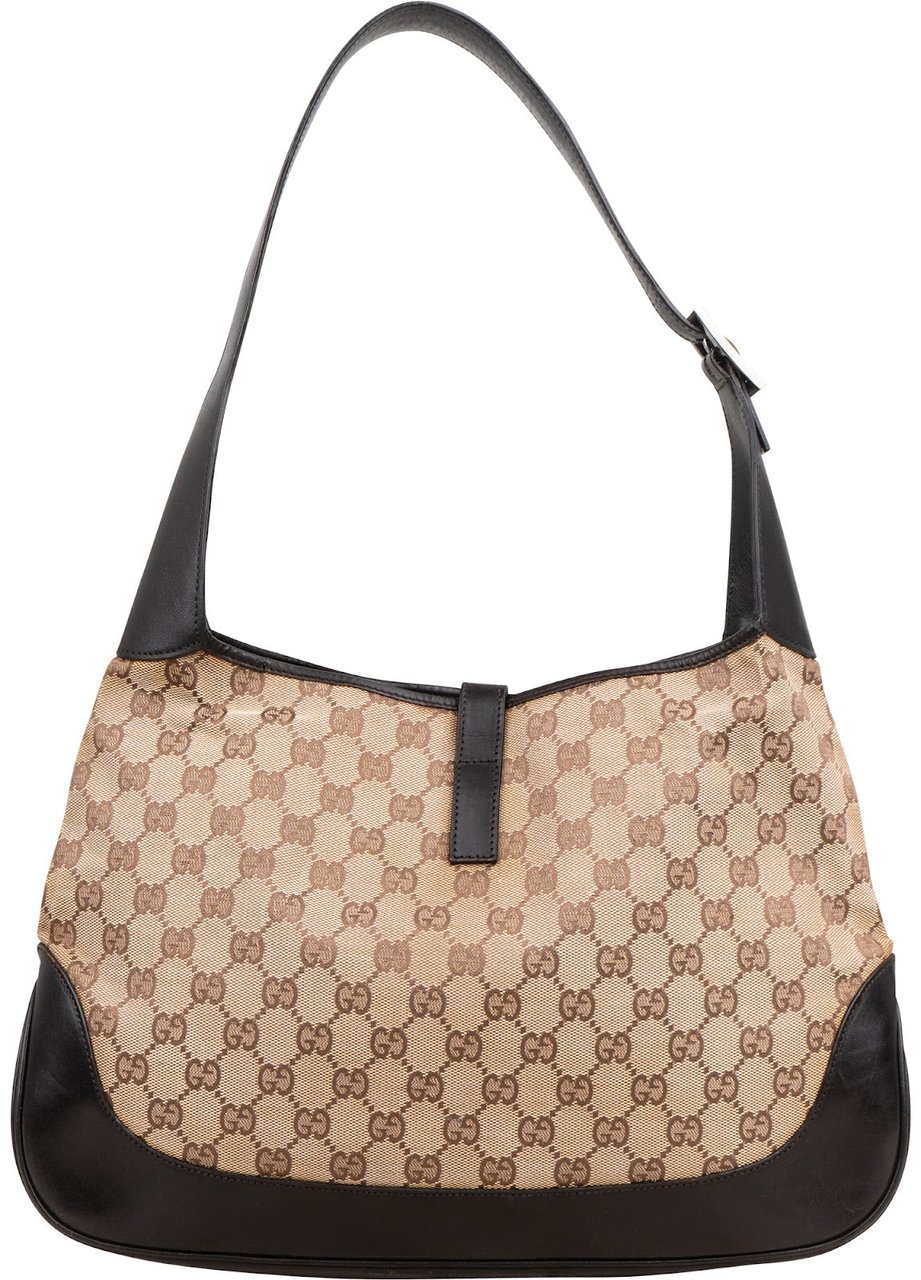 Gucci Monogram GG Canvas Jackie Hobo Shoulder Bag Beige