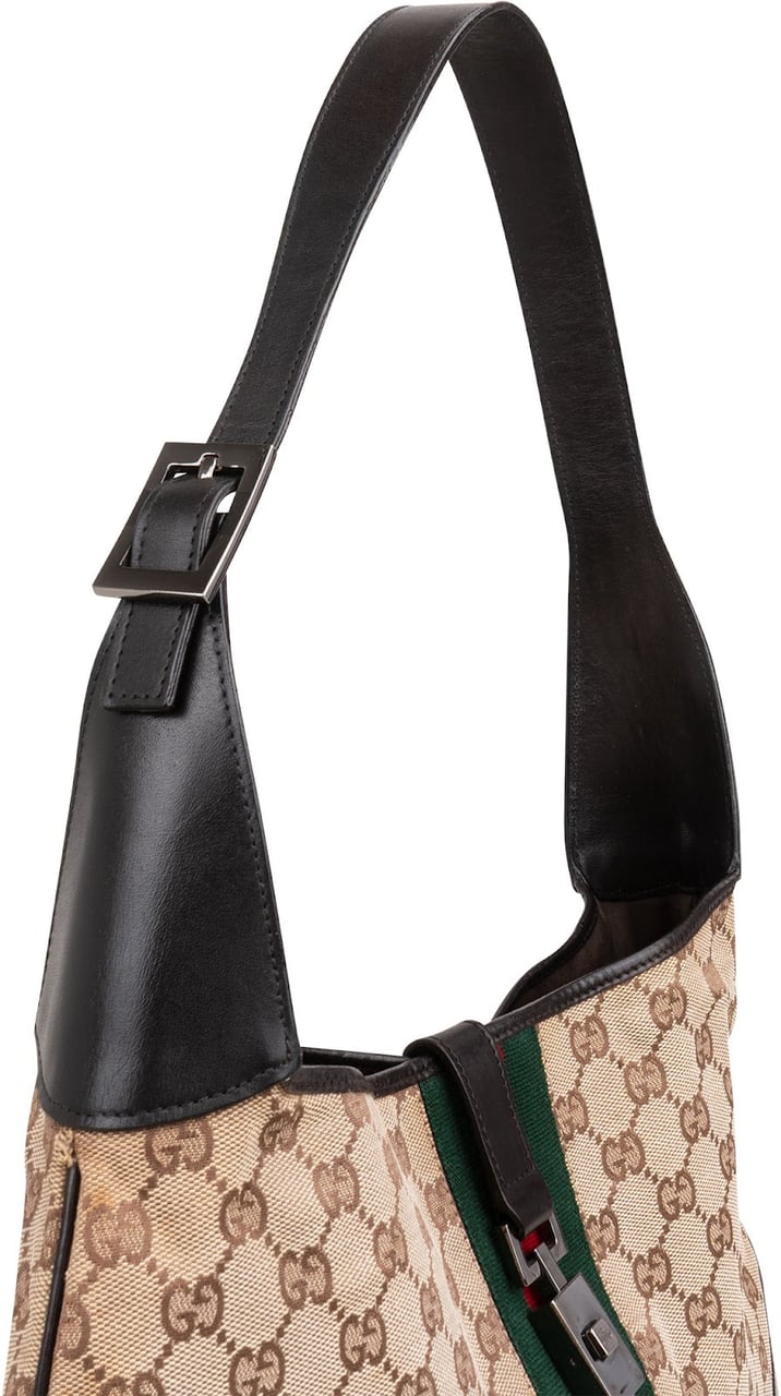 Gucci Monogram GG Canvas Jackie Hobo Shoulder Bag Beige