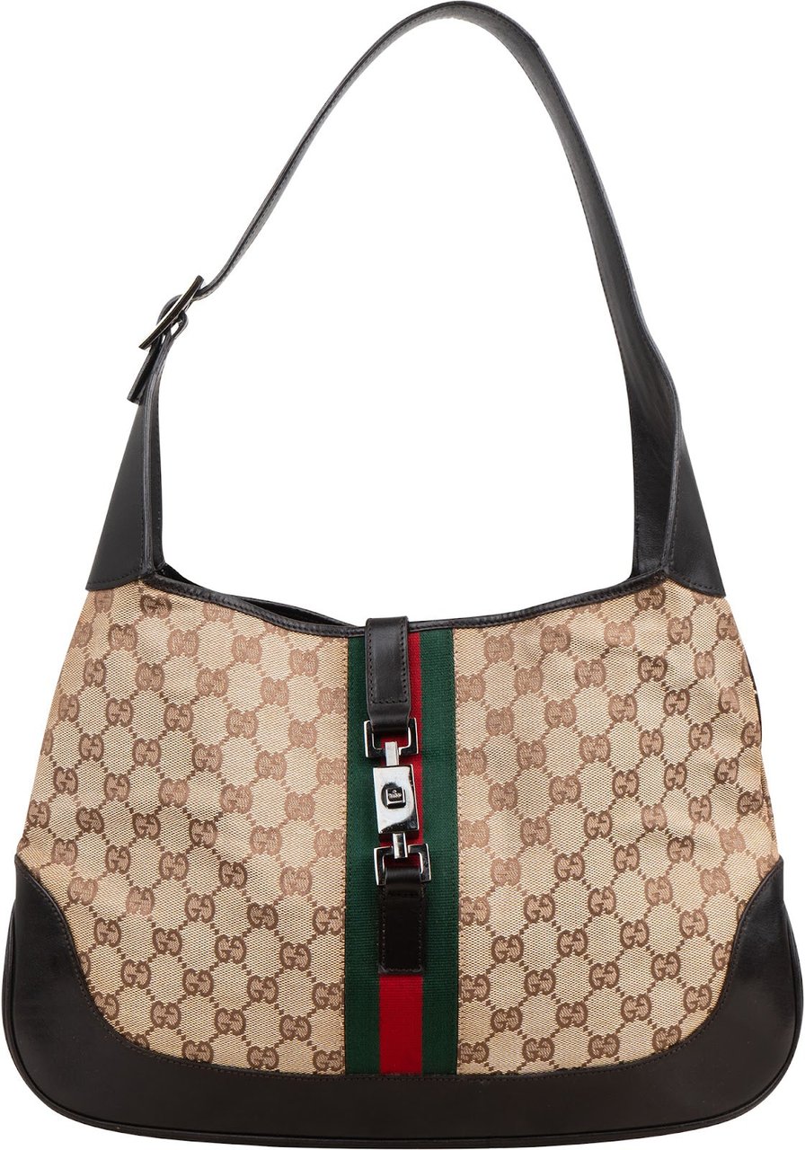 Gucci Monogram GG Canvas Jackie Hobo Shoulder Bag Beige