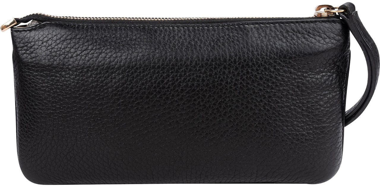 Gucci Pebbled Calfskin Soho Wristlet Pouch Wallet Zwart