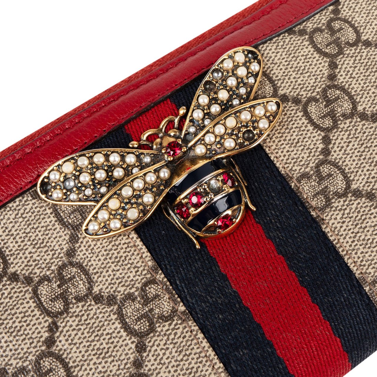 Gucci Monogram Queen Margaret GG Zip Around Wallet Rood