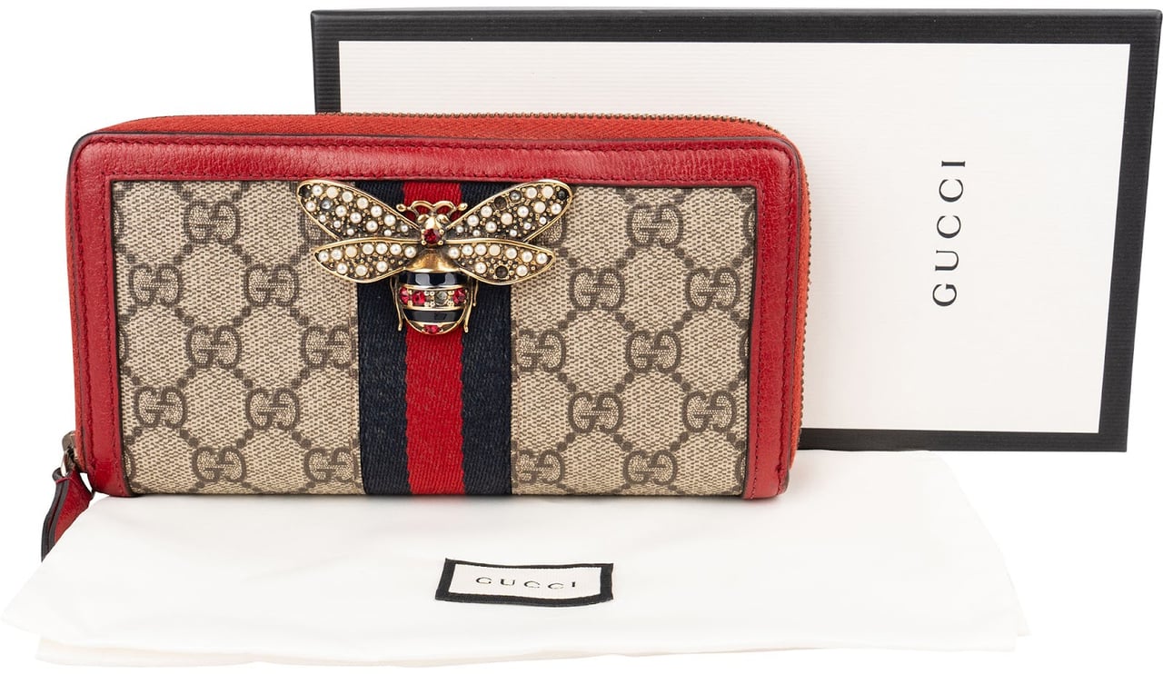 Gucci Monogram Queen Margaret GG Zip Around Wallet Rood