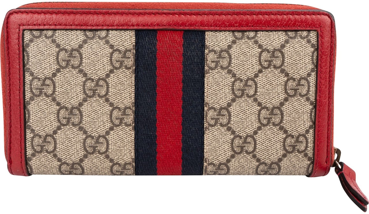 Gucci Monogram Queen Margaret GG Zip Around Wallet Rood