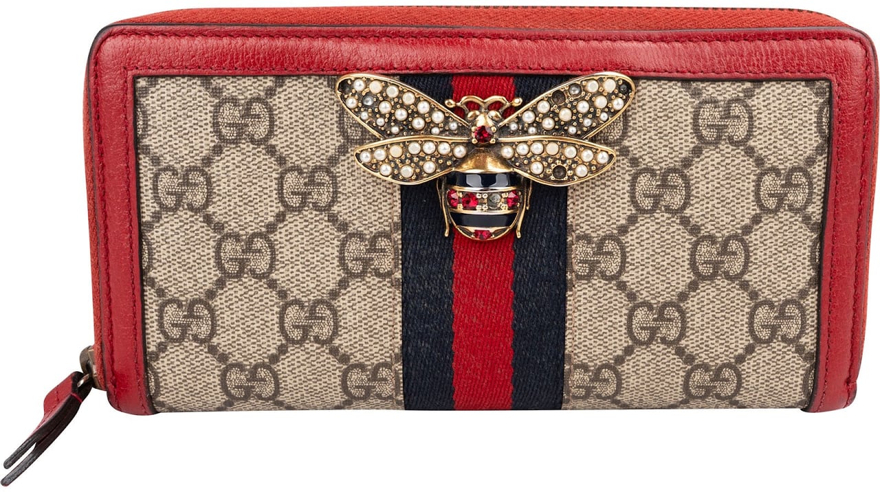 Gucci Monogram Queen Margaret GG Zip Around Wallet Rood