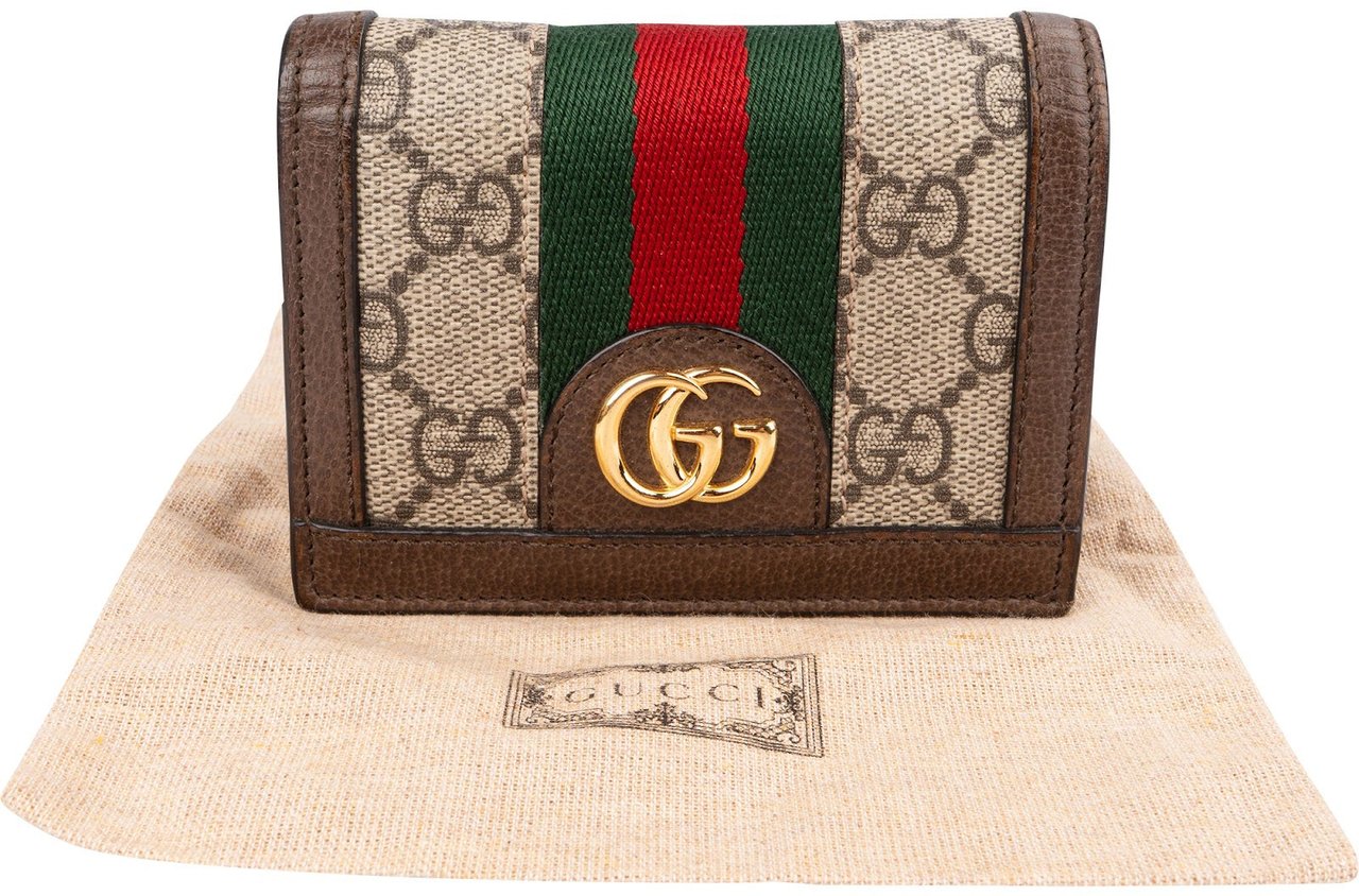 Gucci Monogram Ophidia GG Card Mini Wallet Bruin