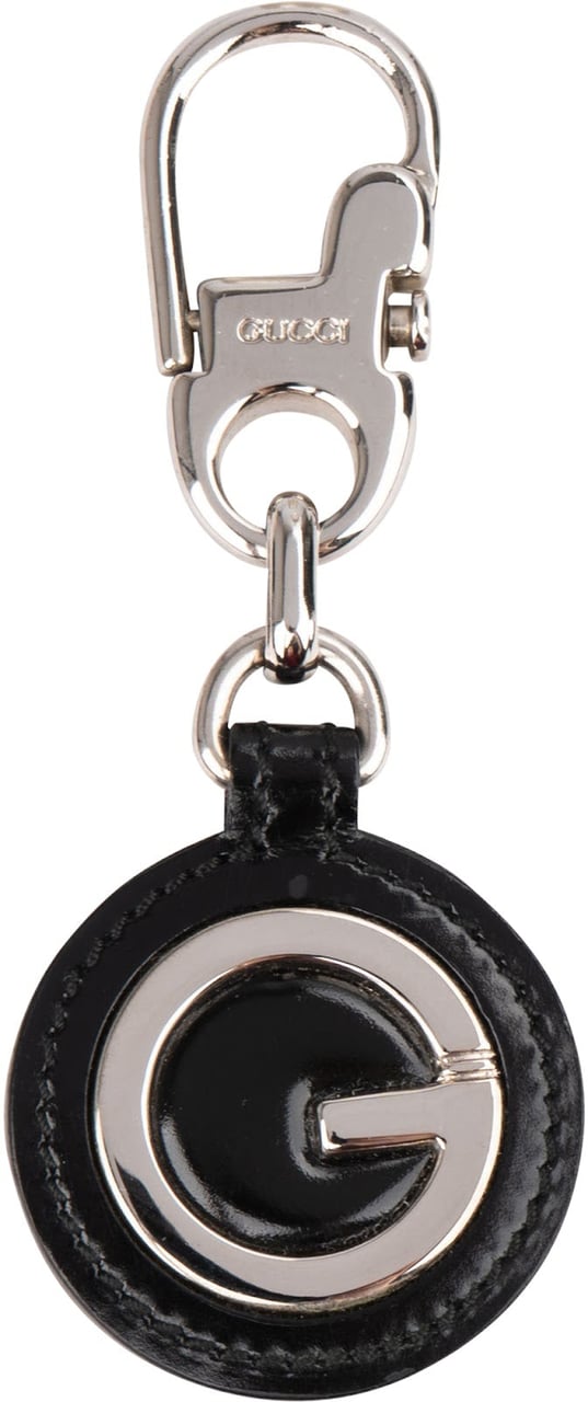 Gucci Patent Leather G Emblem Keychain Key Holder Zwart