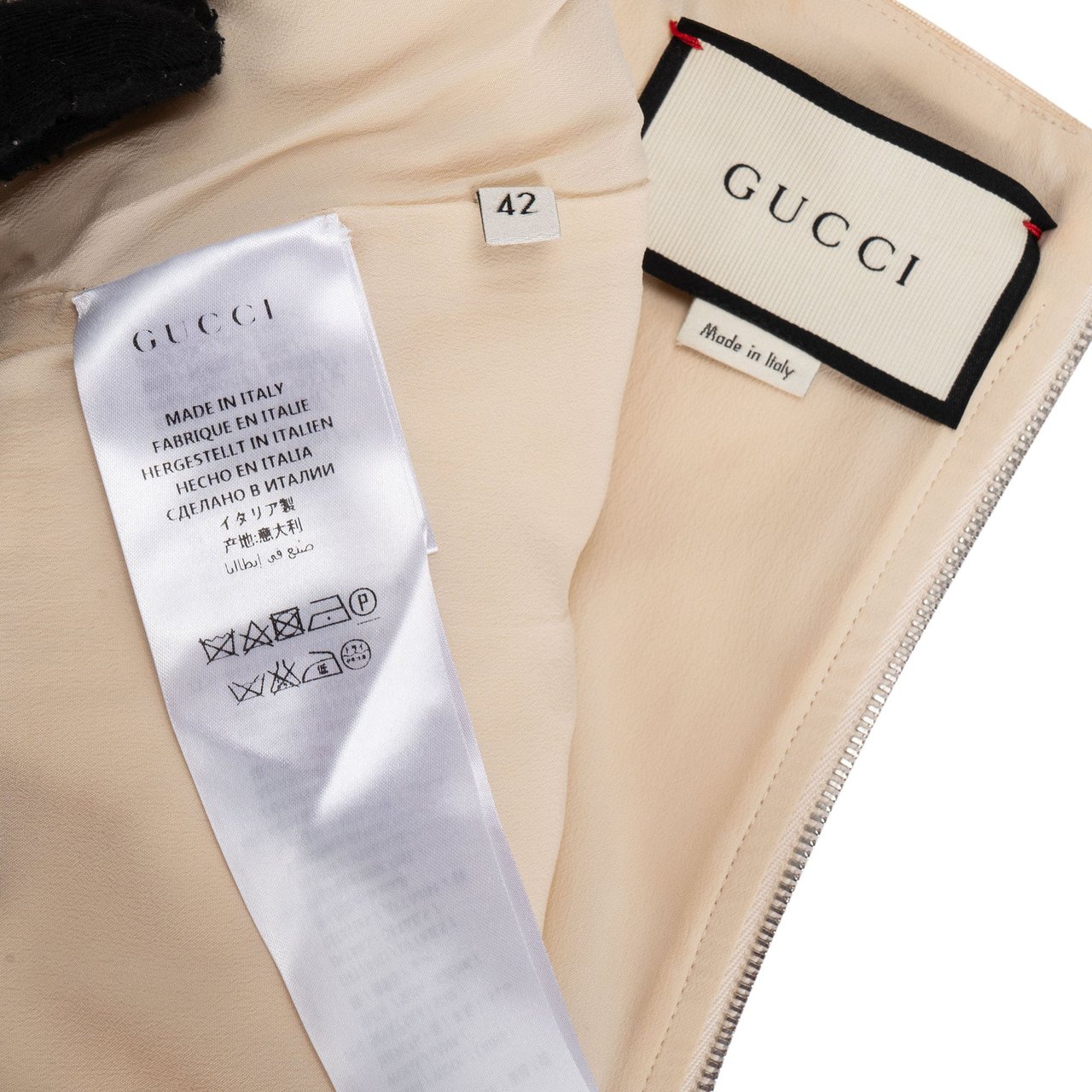 Gucci Beige Web Stripe Web Trim V-Neck Dress (IT42) Beige