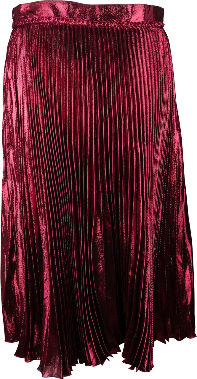 Gucci Metallic Plissee Silk Skirt (IT42) Rood