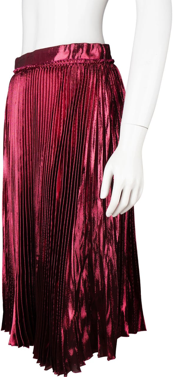 Gucci Metallic Plissee Silk Skirt (IT42) Rood