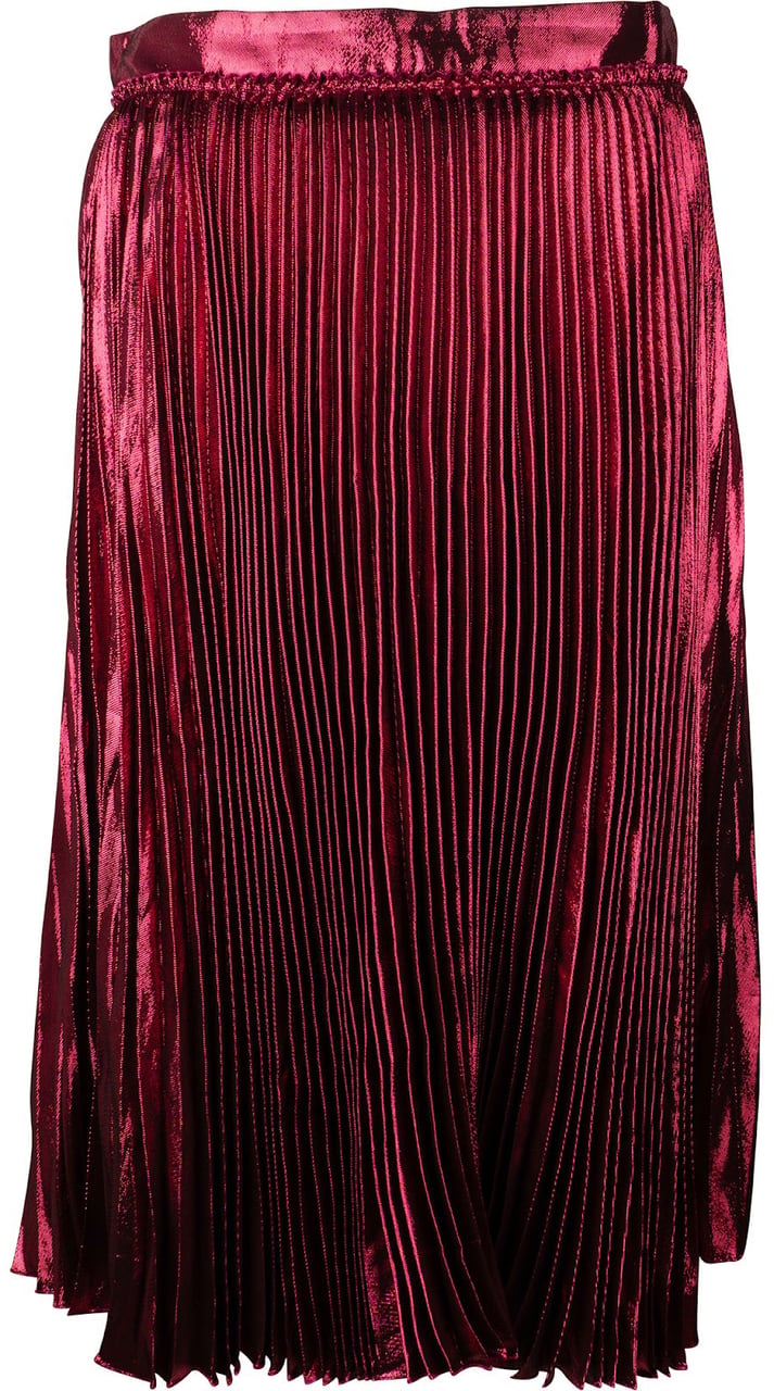 Gucci Metallic Plissee Silk Skirt (IT42) Rood