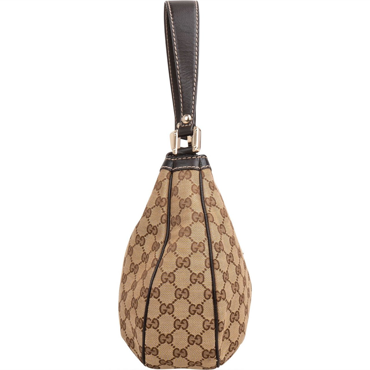 Gucci Monogram GG Canvas Web Hobo Shoulder Bag Bruin