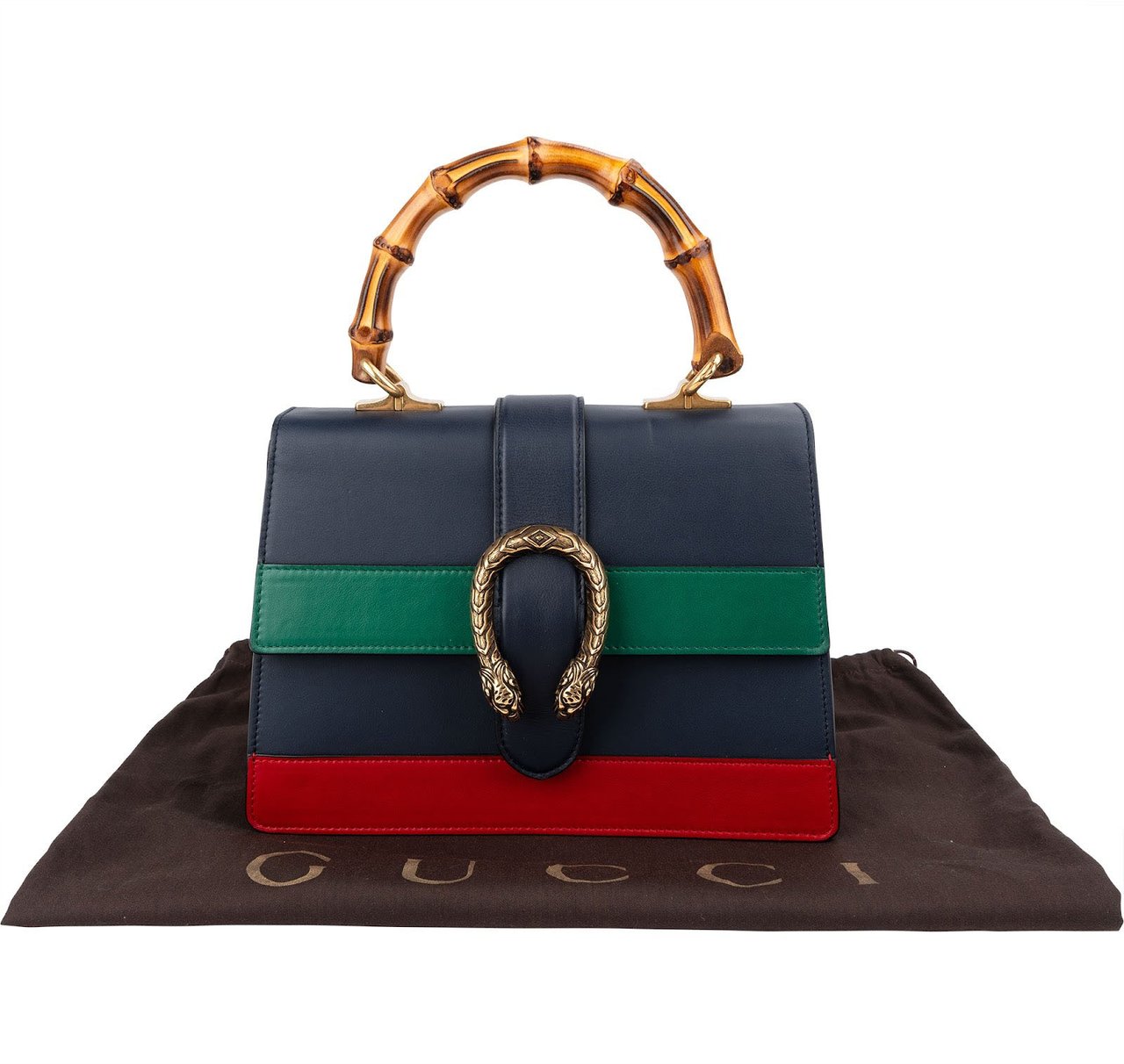 Gucci Multicolor Leather Dionysus Bamboo Top Handle Handbag Divers