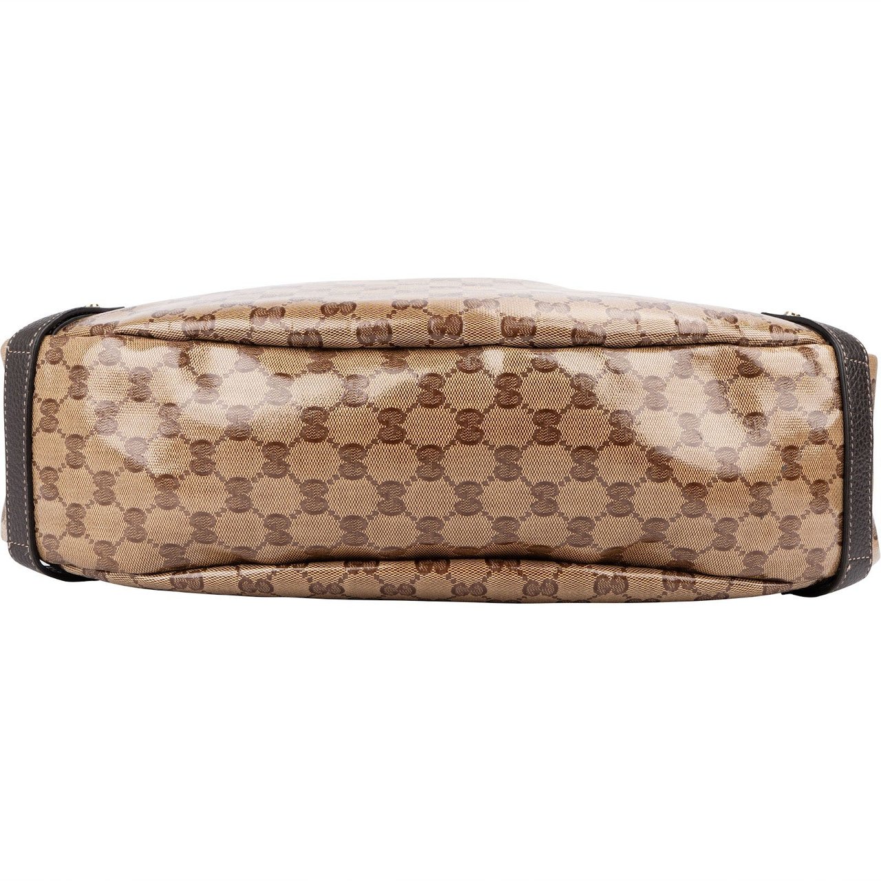 Gucci Monogram GG Patent Coated Canvas Abbey Shoulder Bag Beige