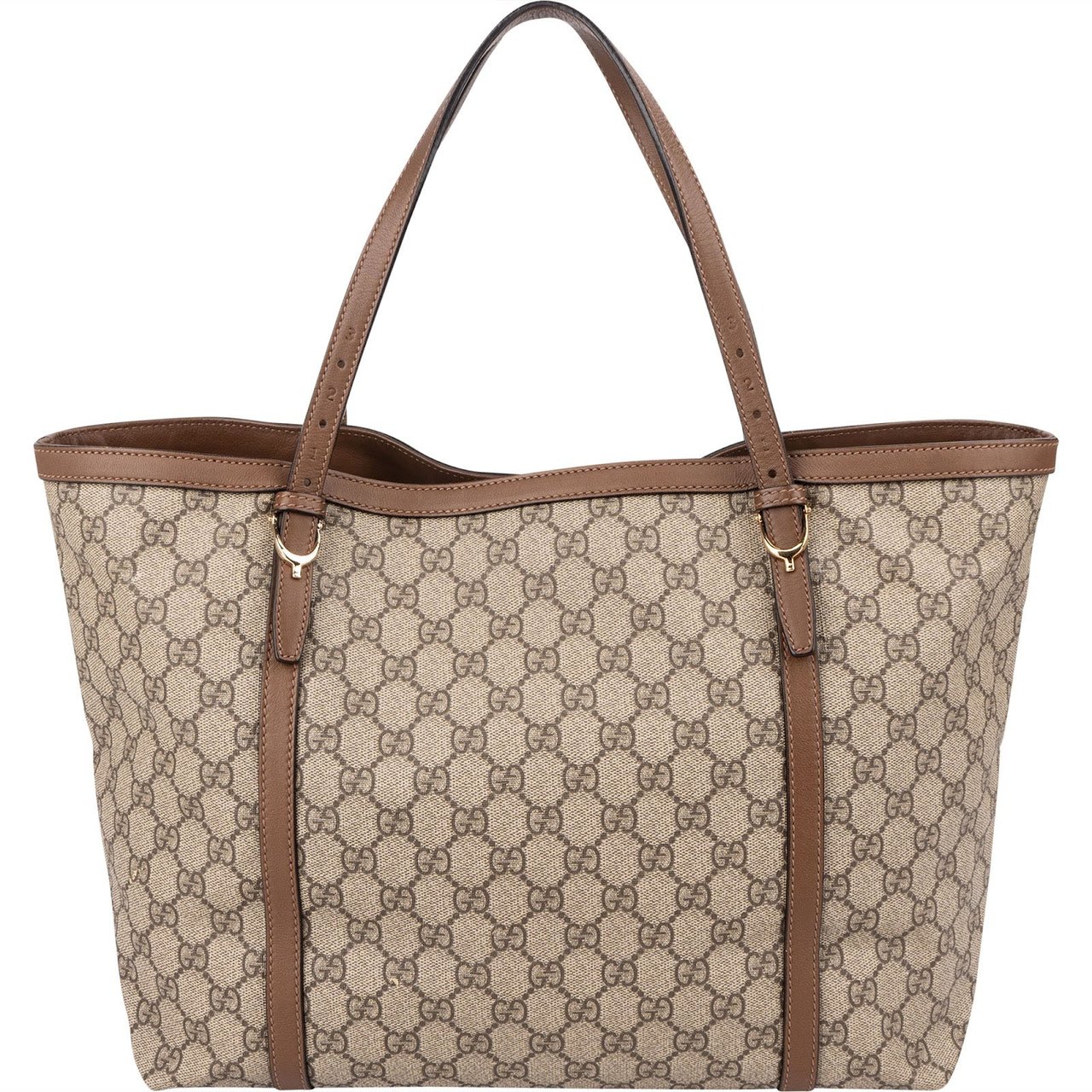 Gucci Monogram GG Supreme Tote Shopper Shoulder Bag Beige