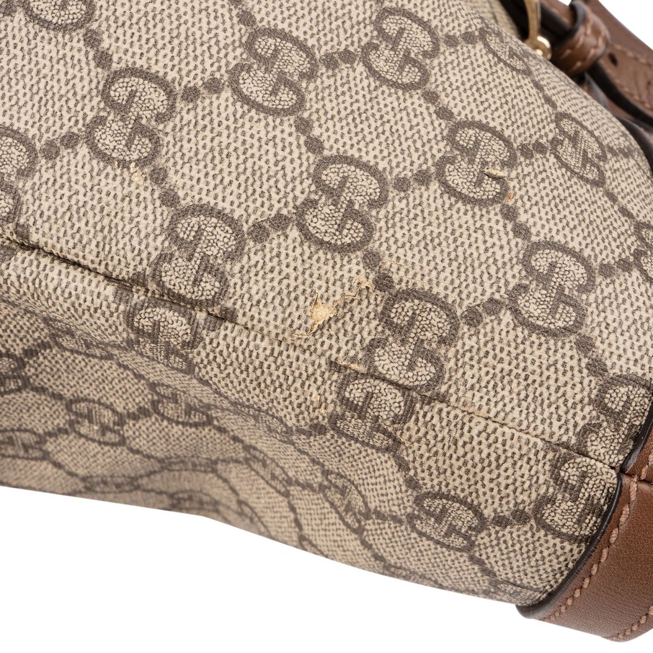 Gucci Monogram GG Supreme Tote Shopper Shoulder Bag Beige