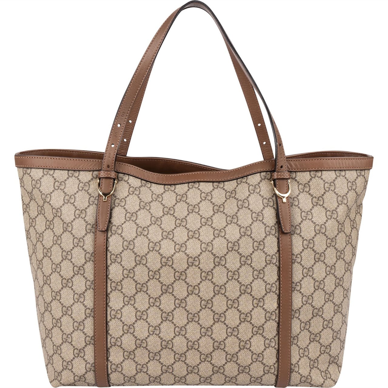 Gucci Monogram GG Supreme Tote Shopper Shoulder Bag Beige