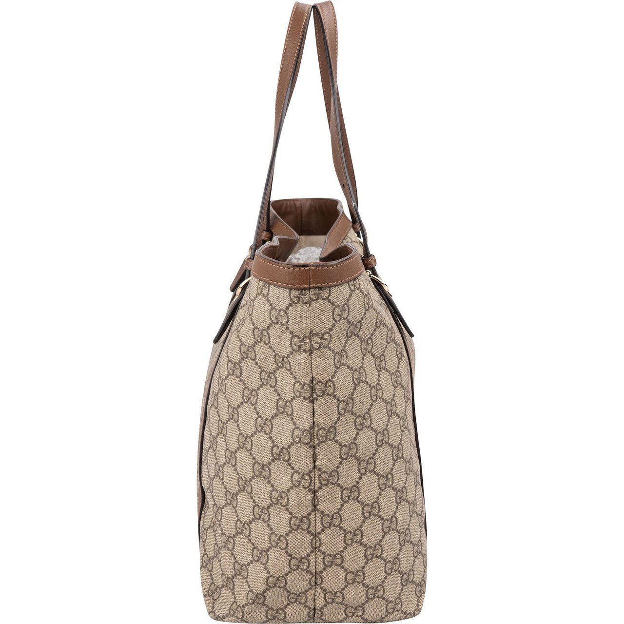 Gucci Monogram GG Supreme Tote Shopper Shoulder Bag Beige