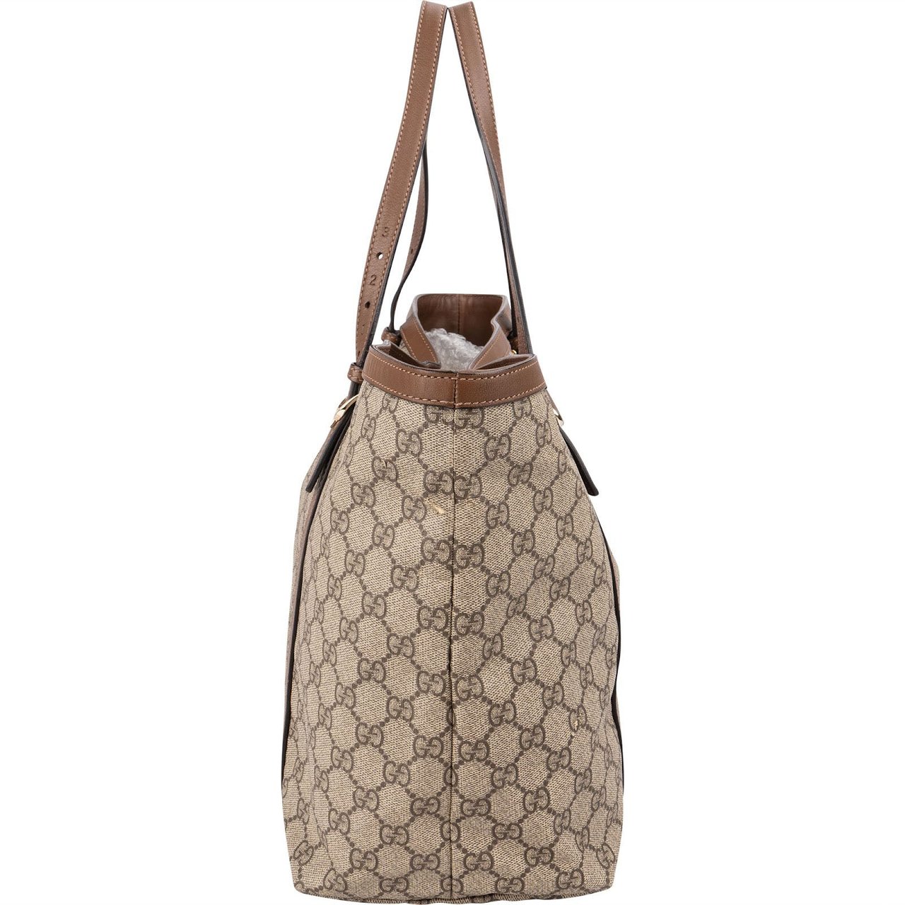 Gucci Monogram GG Supreme Tote Shopper Shoulder Bag Beige