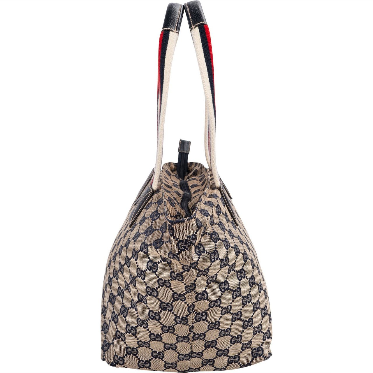 Gucci Monogram GG Canvas Web Handle Tote Shopper Shoulder Bag Blauw
