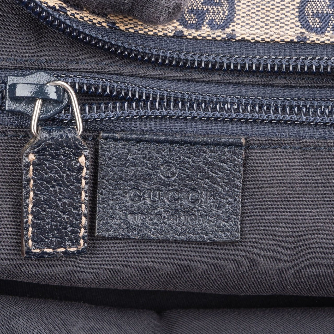 Gucci Monogram GG Canvas Web Handle Tote Shopper Shoulder Bag Blauw