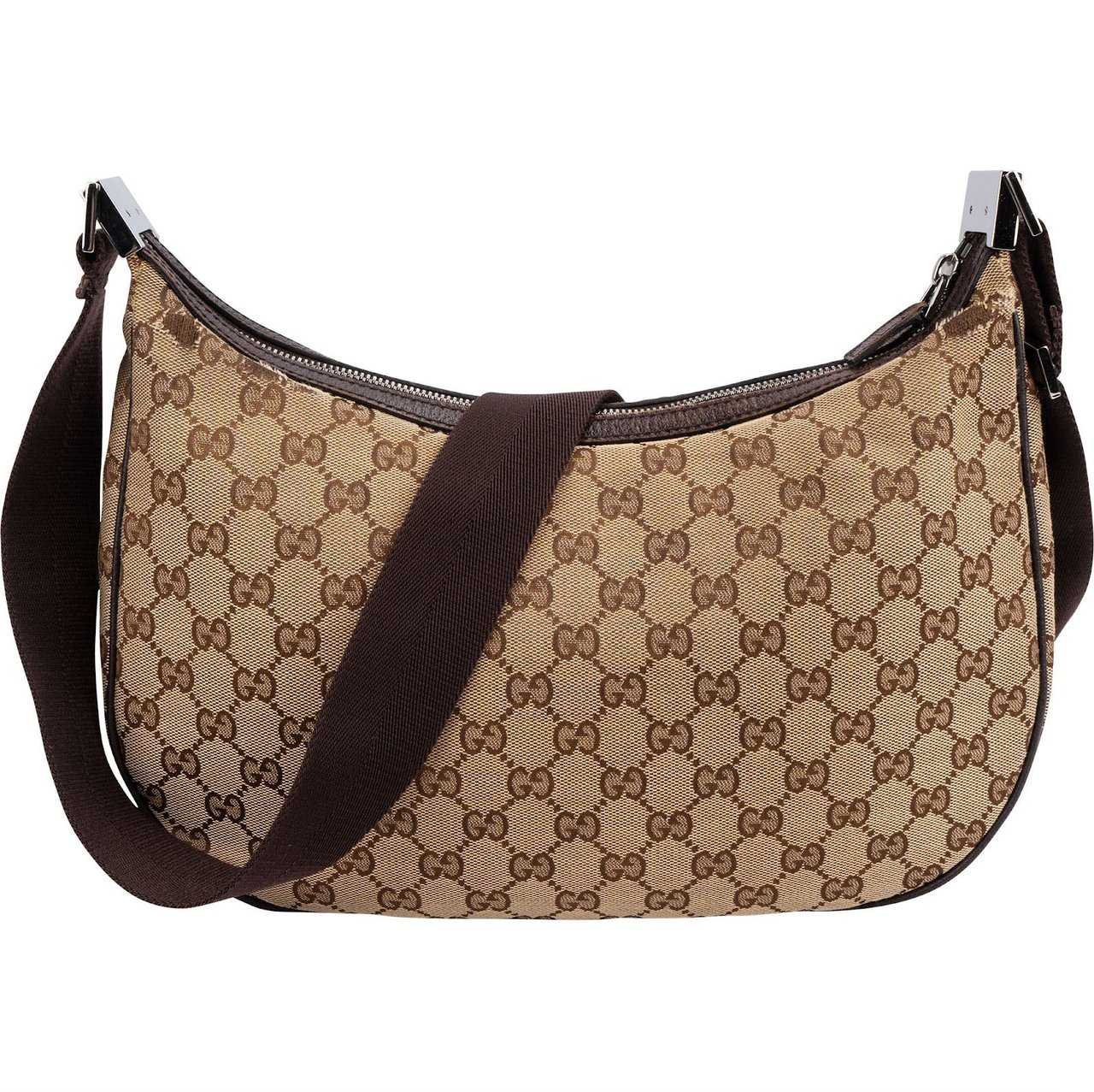 Gucci Monogram GG Canvas Messenger Crossbody Bag Beige