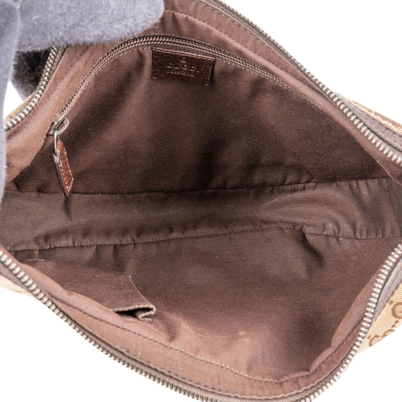 Gucci Monogram GG Canvas Messenger Crossbody Bag Beige