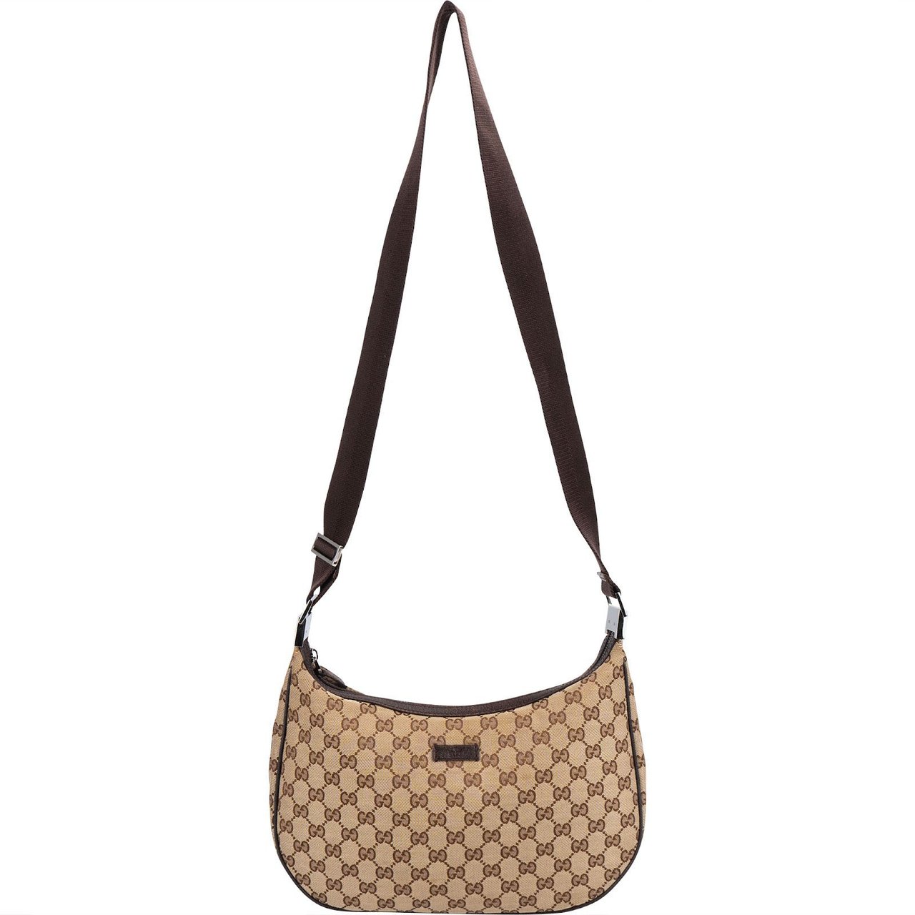 Gucci Monogram GG Canvas Messenger Crossbody Bag Beige