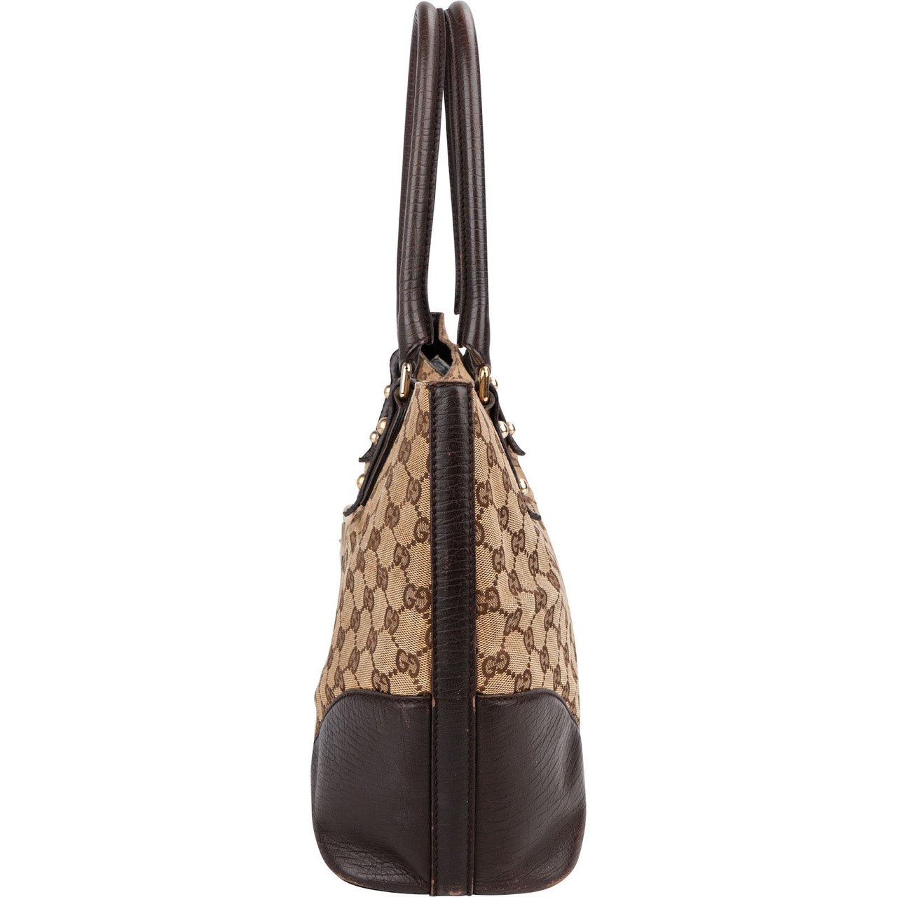 Gucci Monogram GG Canvas Horsebit Tote Shoulder Bag Beige
