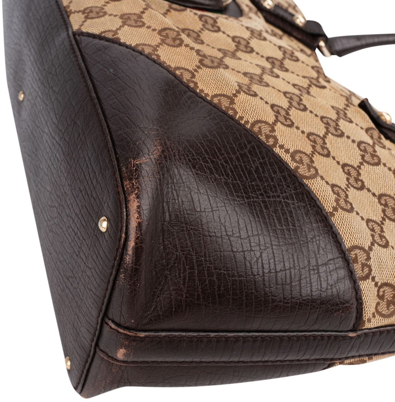 Gucci Monogram GG Canvas Horsebit Tote Shoulder Bag Beige