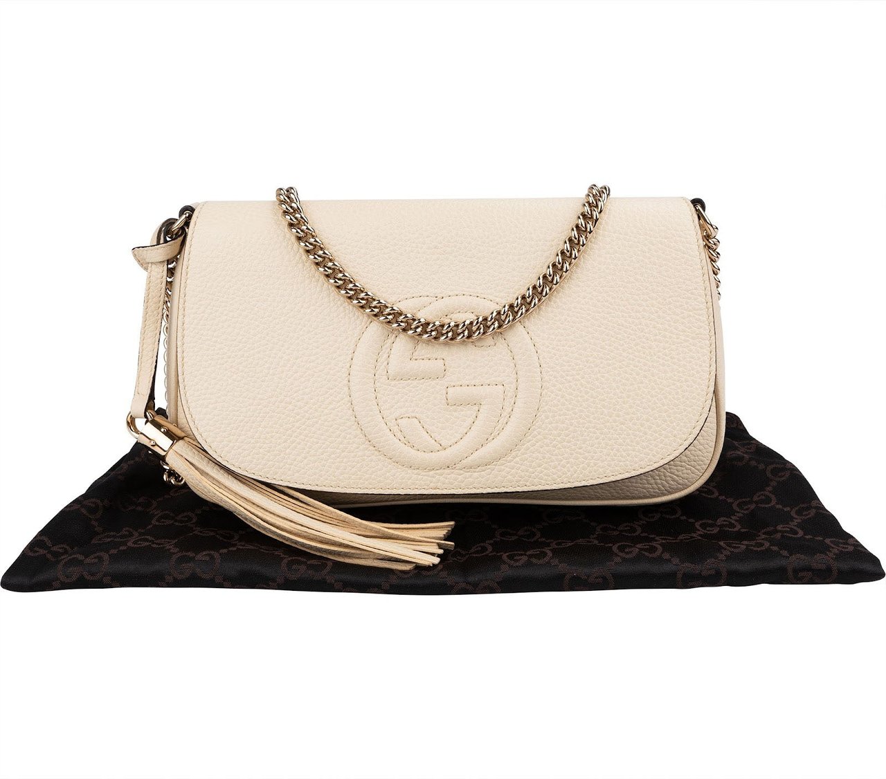 Gucci Leather Soho Chain Shoulder Crossbody Bag Wit