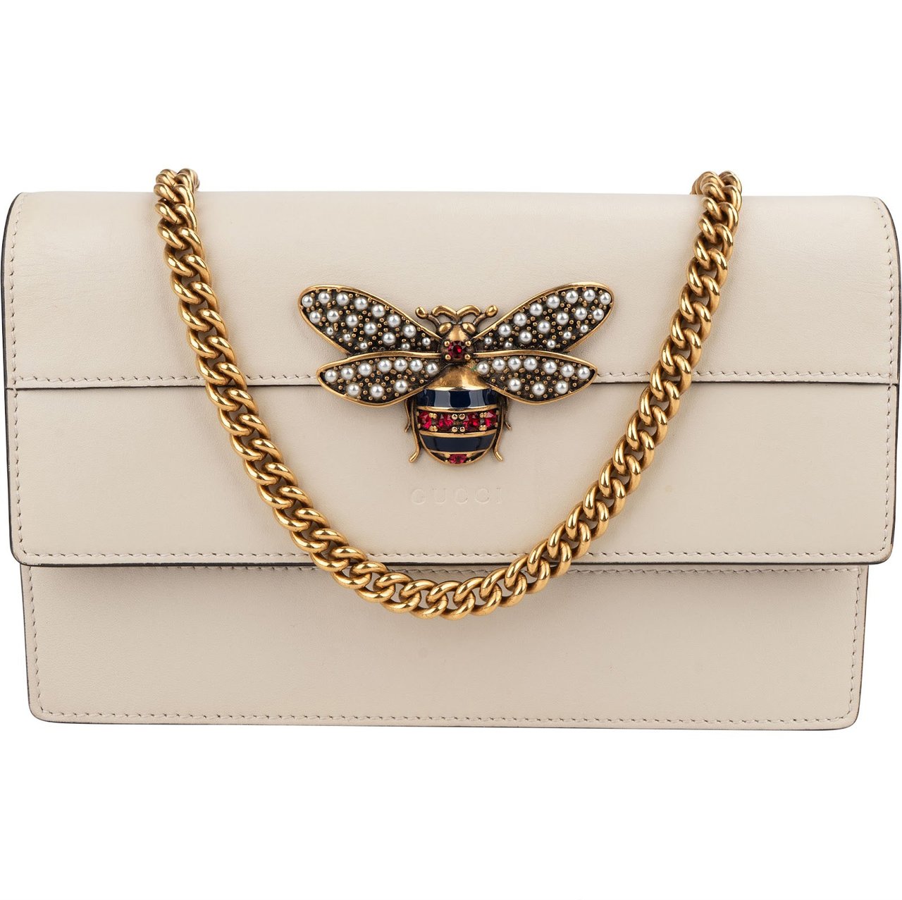 Gucci Leather Queen Margaret Wallet On Chain Crossbody Bag Wit