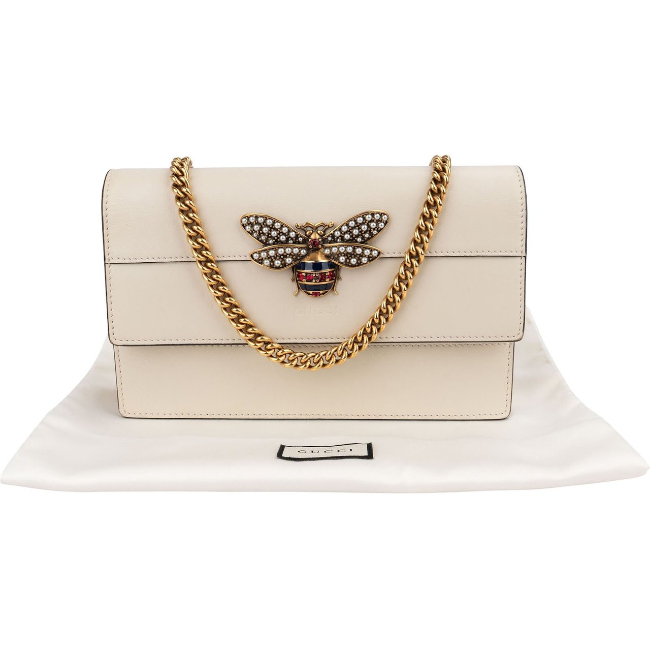Gucci Leather Queen Margaret Wallet On Chain Crossbody Bag Wit