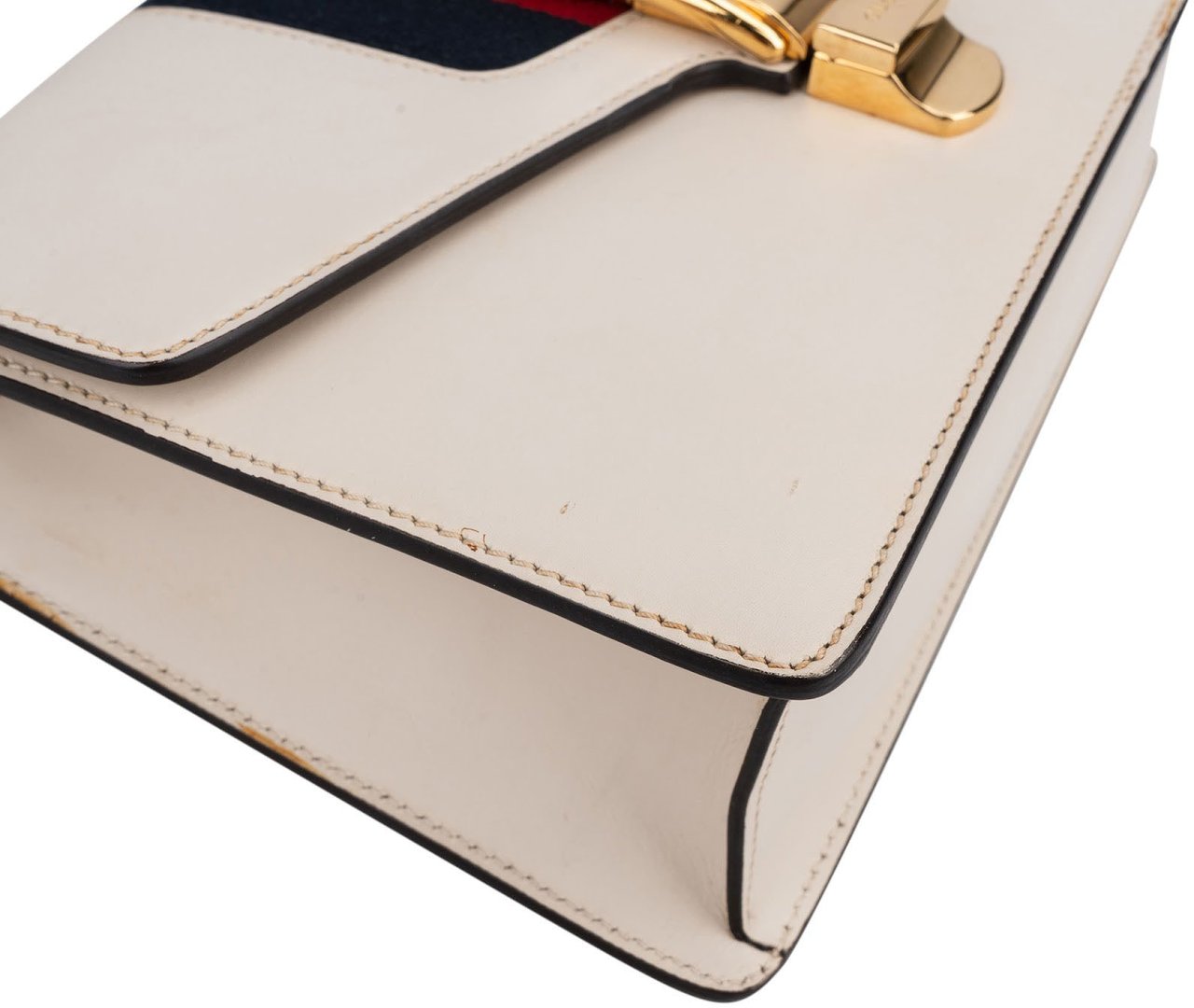 Gucci White Leather Sylvie Shoulder Bag Divers