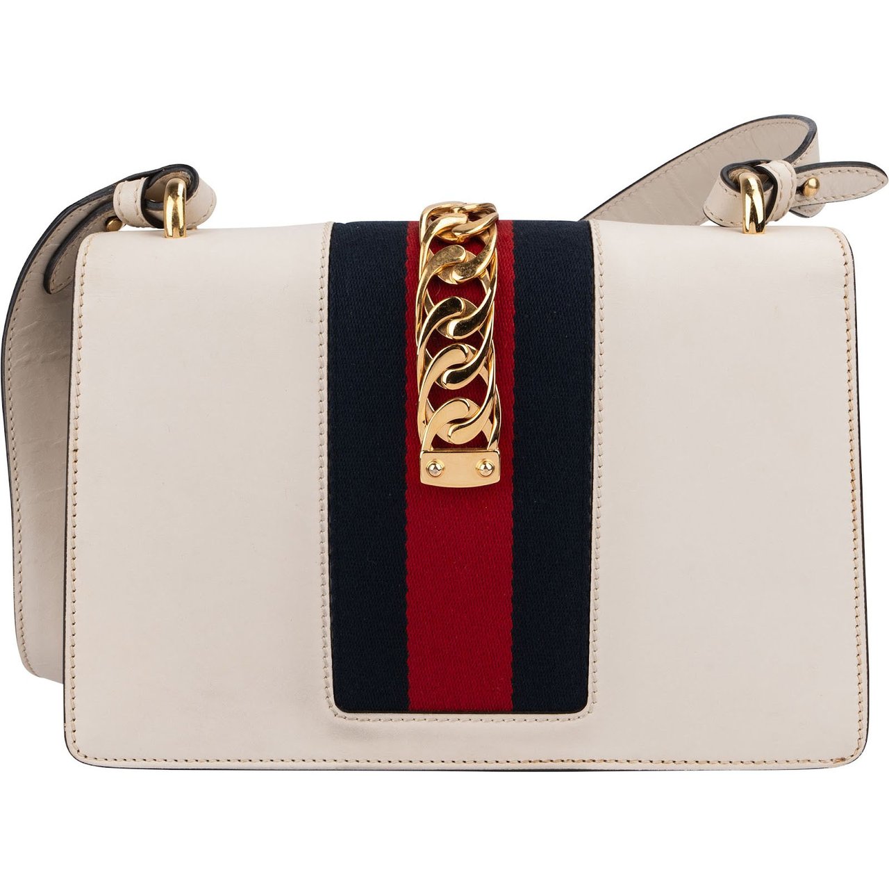 Gucci White Leather Sylvie Shoulder Bag Divers