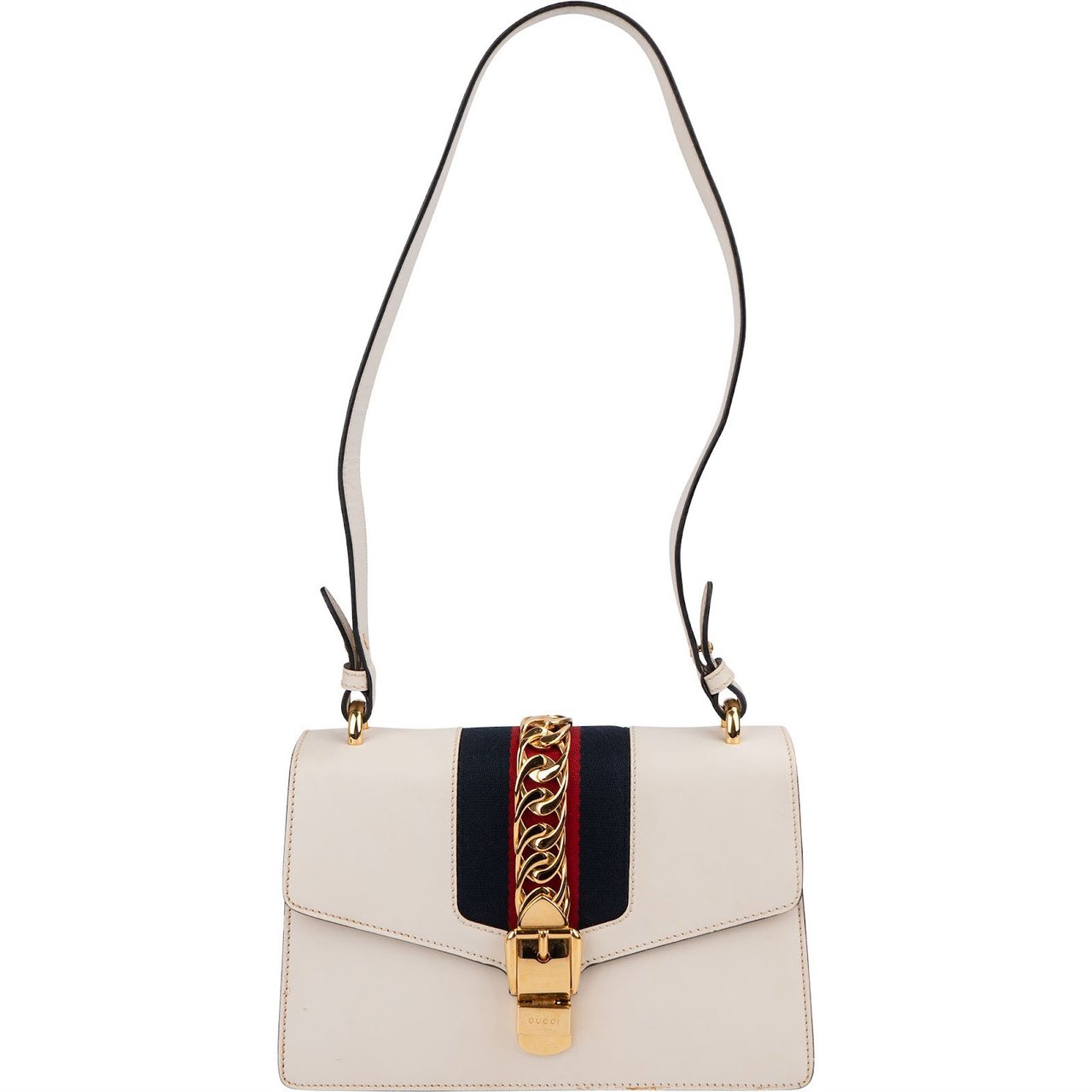Gucci White Leather Sylvie Shoulder Bag Divers