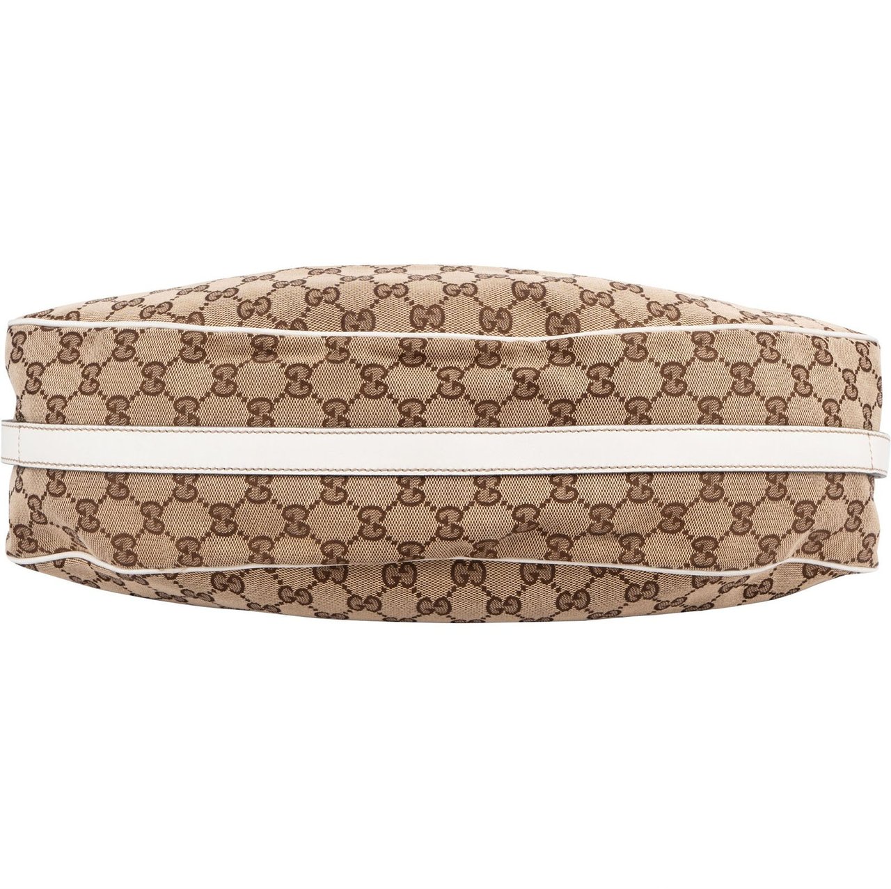 Gucci Monogram GG Canvas Web Stripe Tote Shoulder Bag Beige