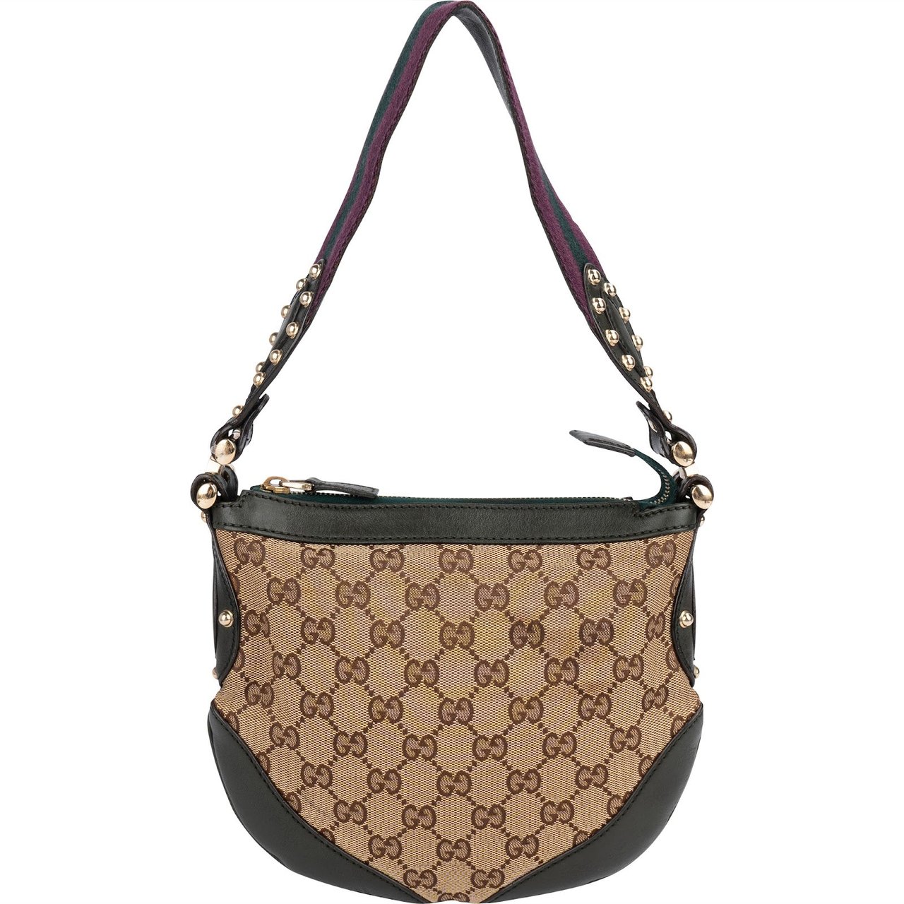 Gucci Monogram GG Canvas Studded Pelham Shoulder Bag Beige