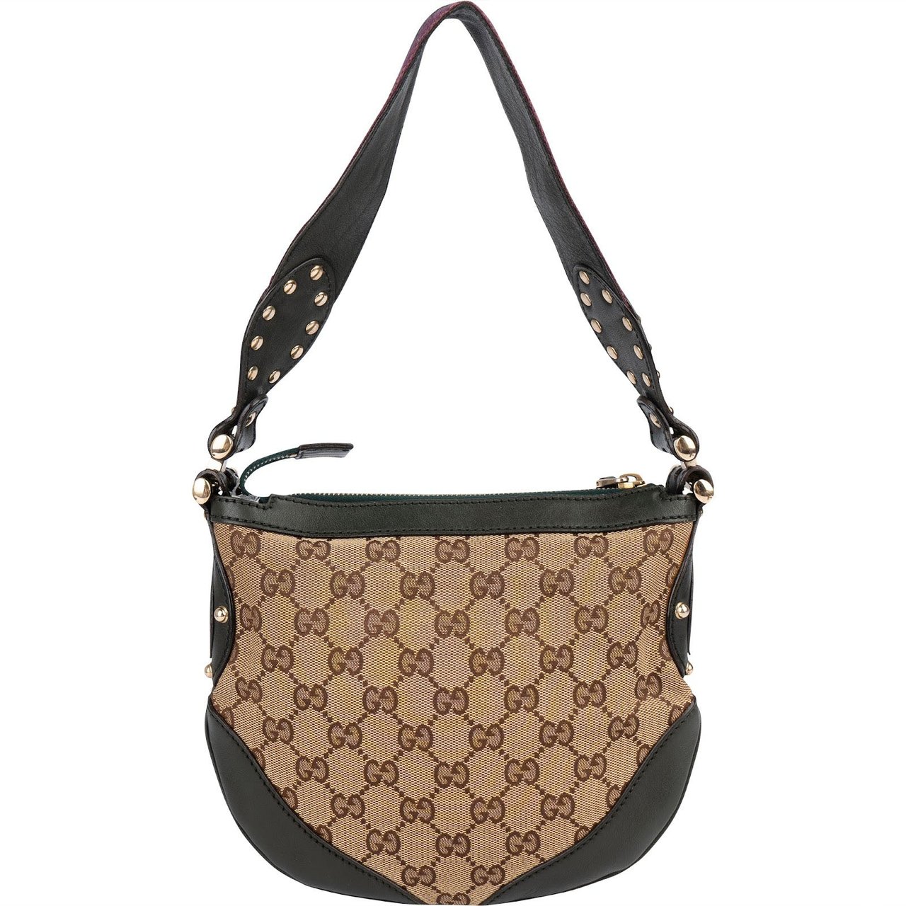 Gucci Monogram GG Canvas Studded Pelham Shoulder Bag Beige