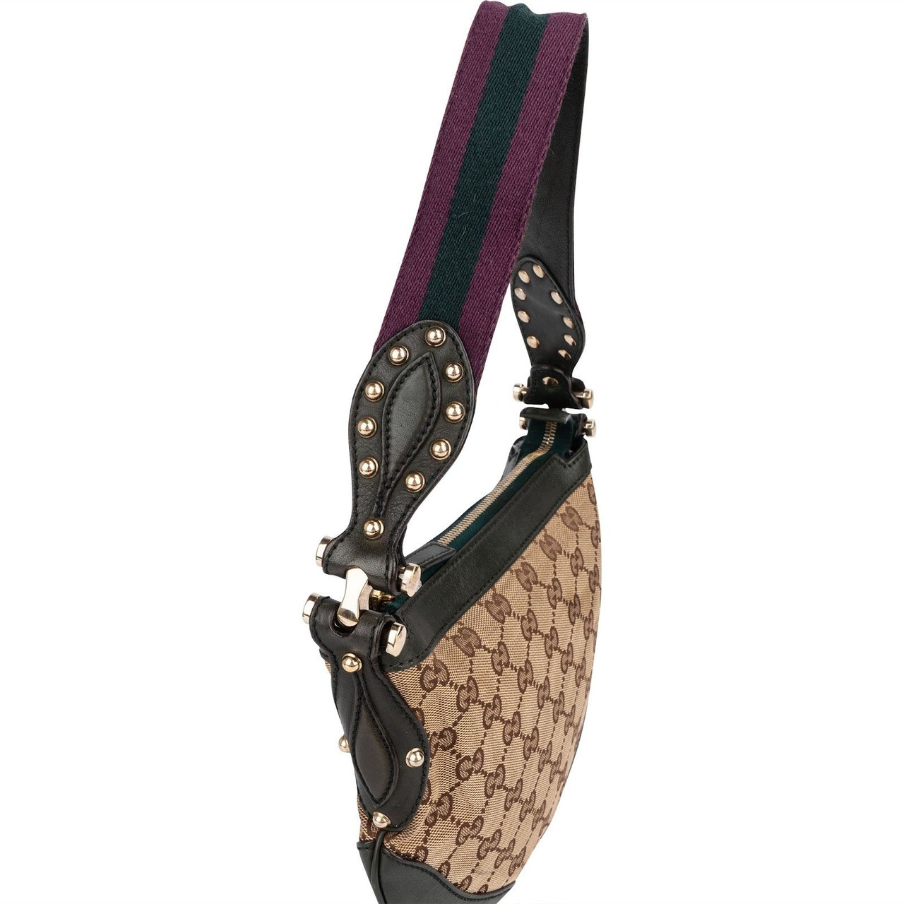 Gucci Monogram GG Canvas Studded Pelham Shoulder Bag Beige