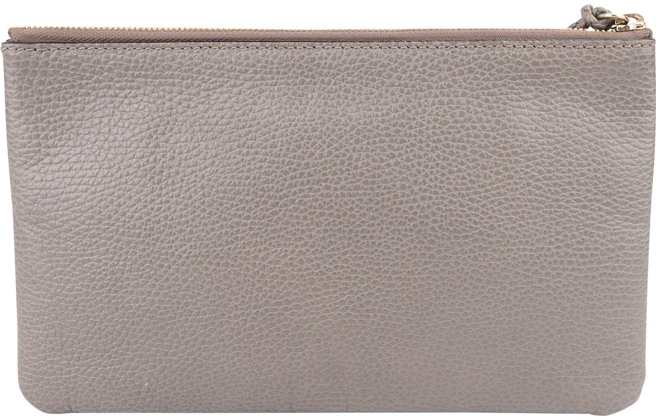 Gucci Grey Leather Bamboo Tassel Clutch Donkergrijs