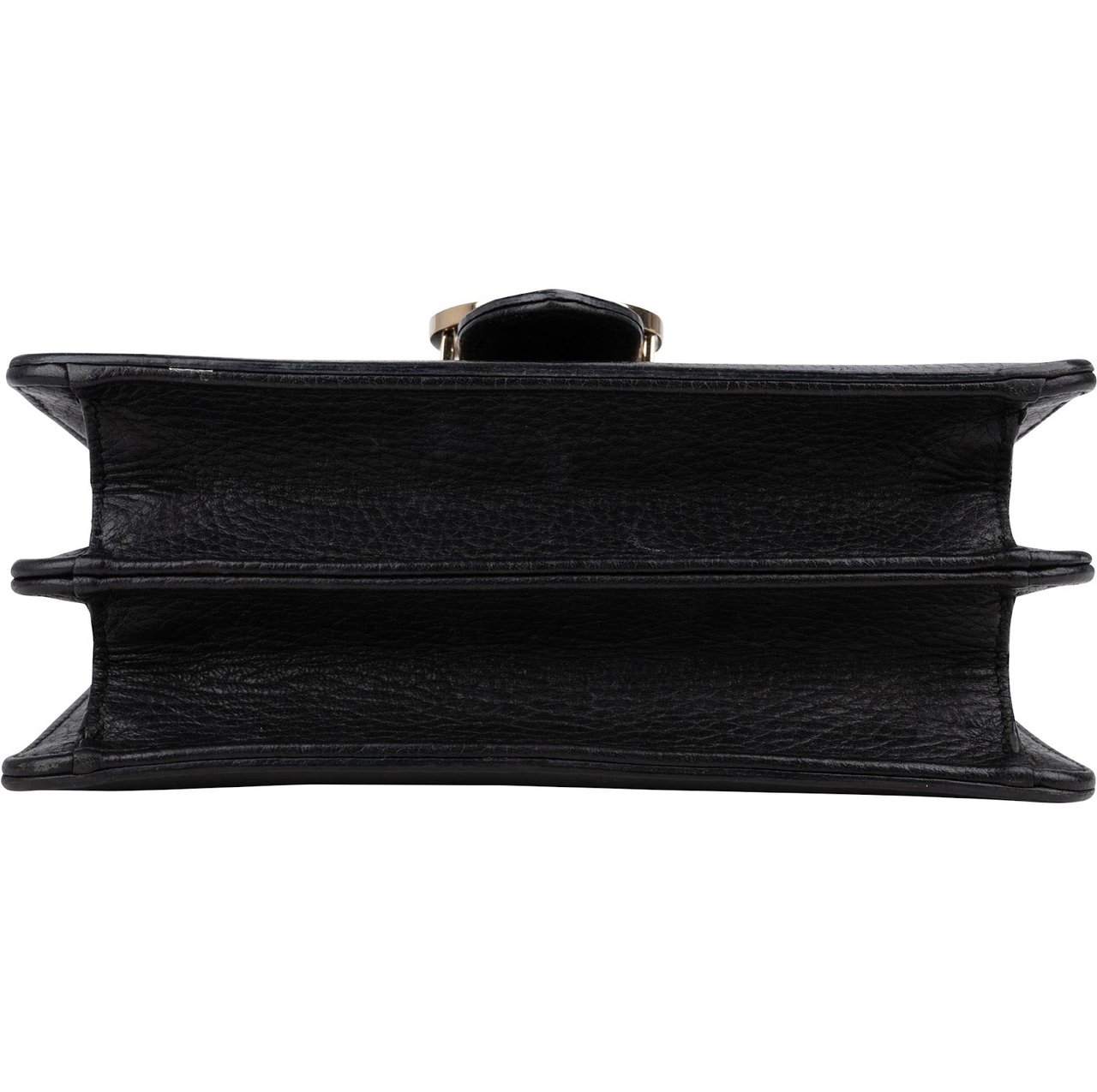 Gucci Pebbled Leather Interlocking GG Flap Crossbody Bag Zwart