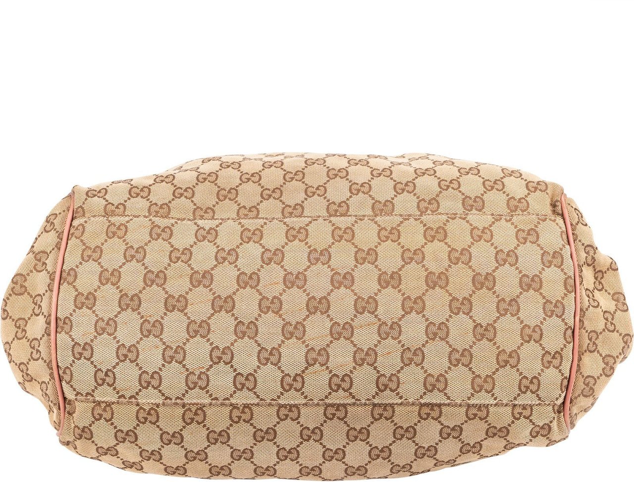 Gucci Monogram GG Canvas Pink Leather Sukey Shoulder Bag Beige