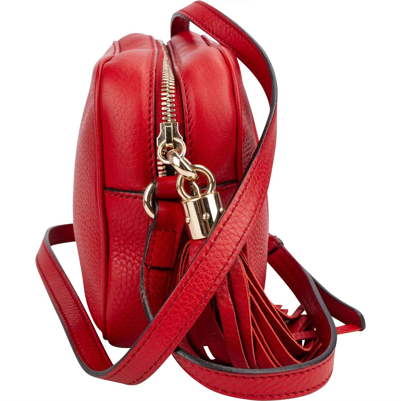 Gucci Red Grained leather GG Soho Disco Crossbody Bag Rood