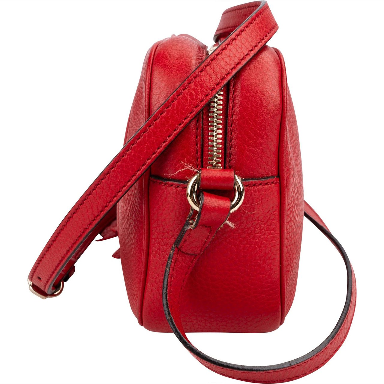 Gucci Red Grained leather GG Soho Disco Crossbody Bag Rood
