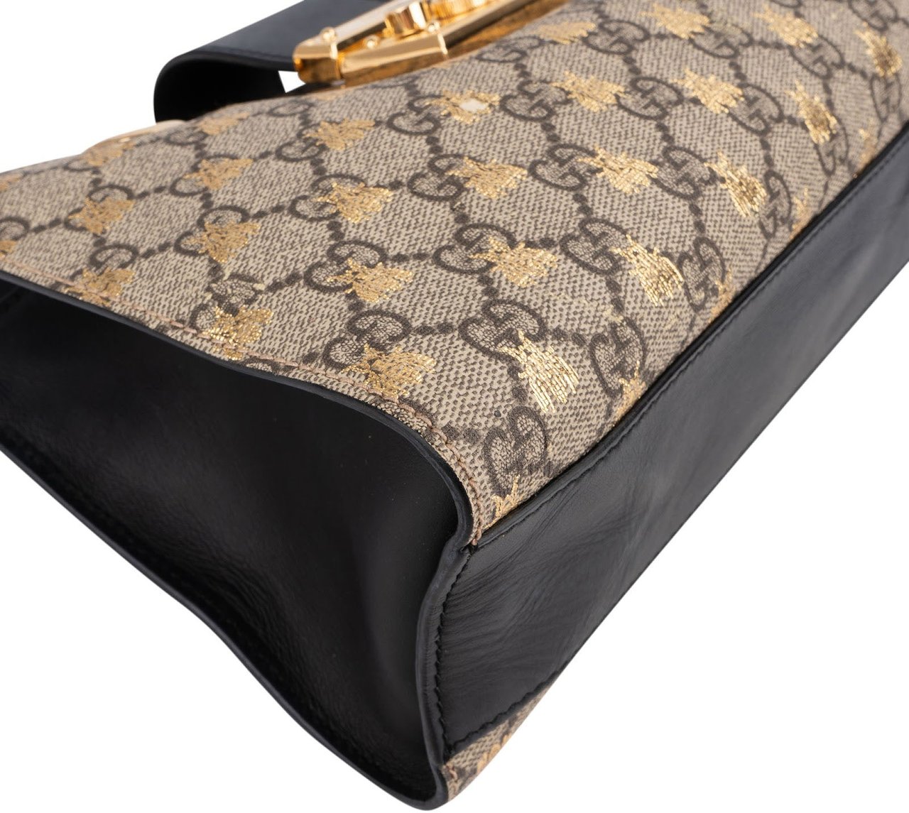 Gucci Monogram GG Supreme Canvas Padlock Bees Print Shoulder Bag Divers