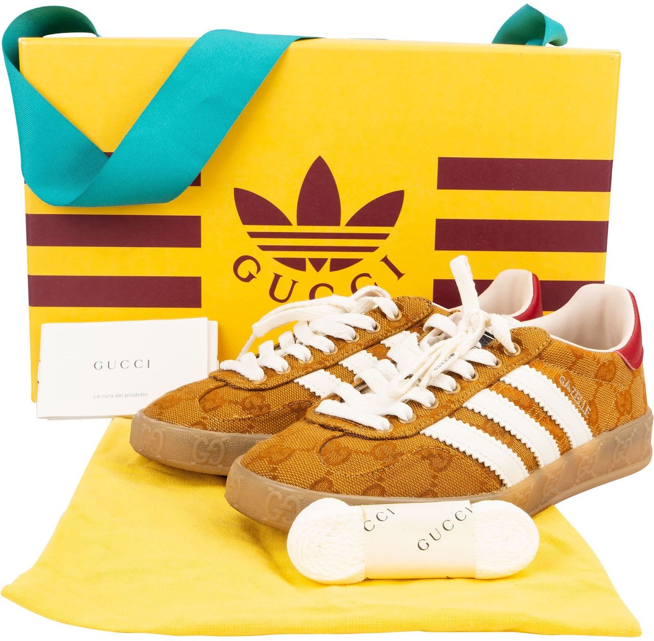 Gucci x Adidas Red Leather Monogram GG Canvas Gazelle Sneakers (US 3 ½ / EU 34) Bruin